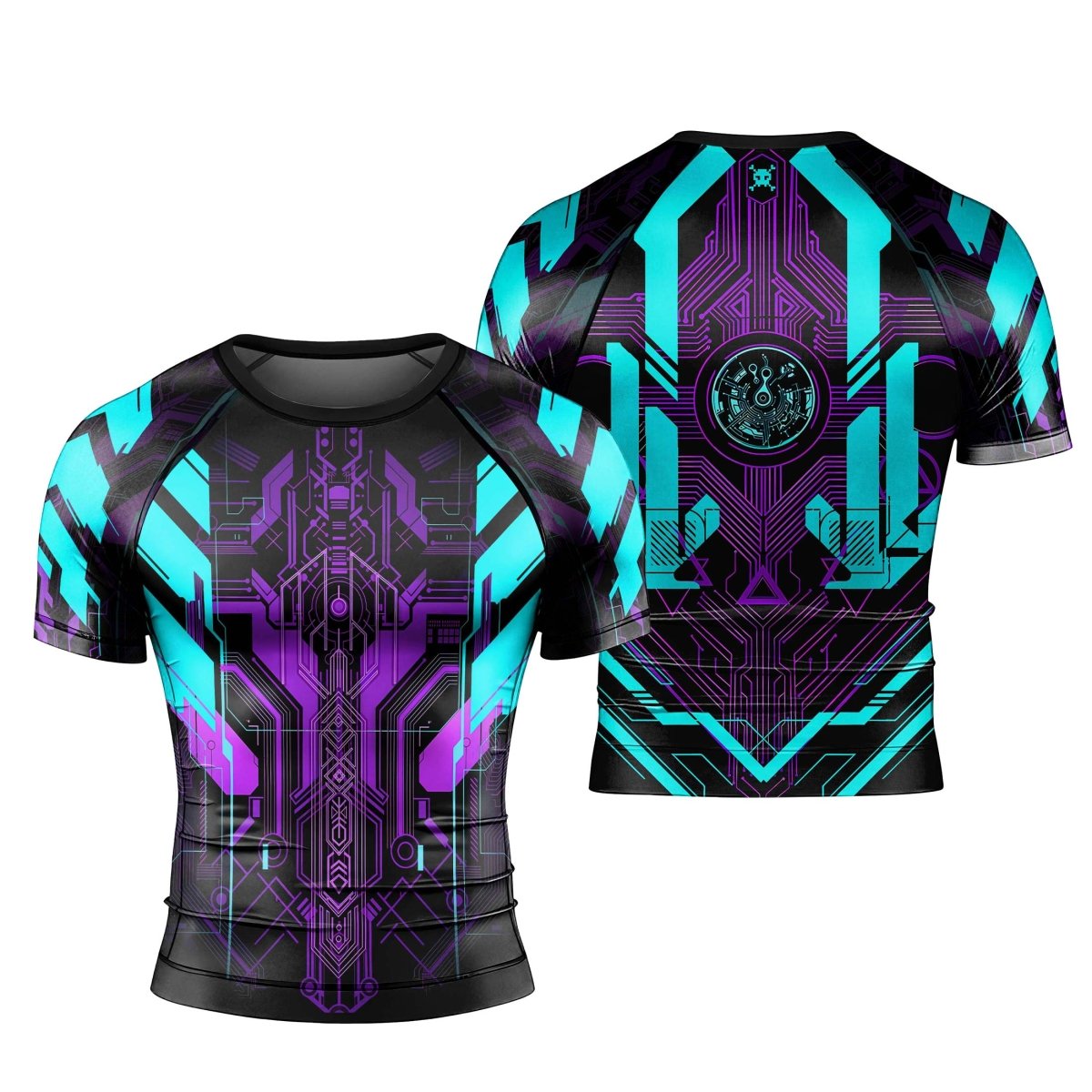 Cyberpunk Ultraviolet Men's Short Sleeve Rash Guard - BattleFitGear