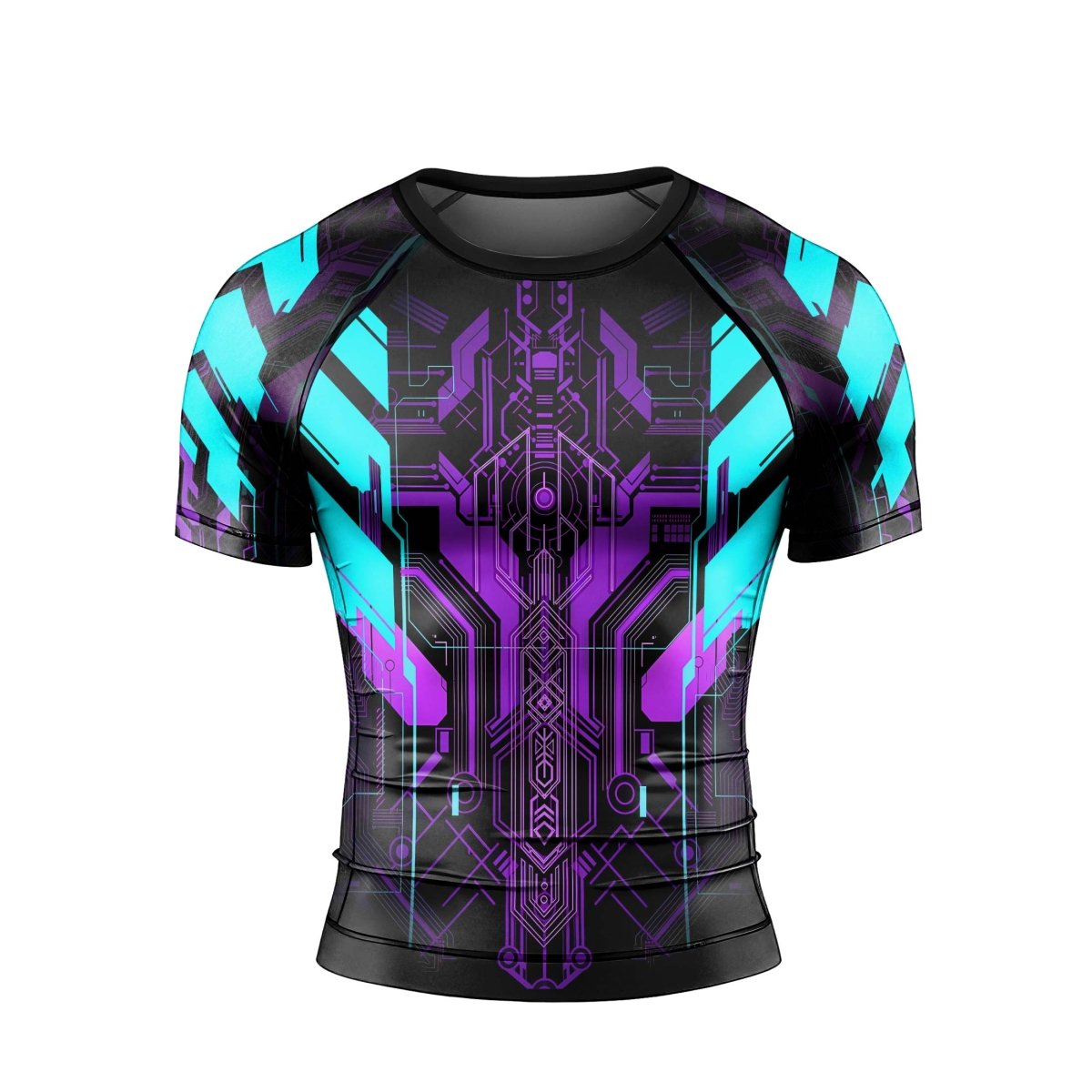 Cyberpunk Ultraviolet Men's Short Sleeve Rash Guard - BattleFitGear