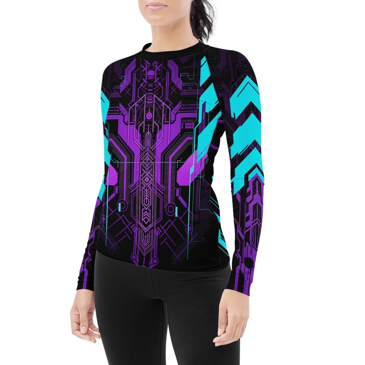 Cyberpunk Ultraviolet Women's Long Sleeve Rash Guard - BattleFitGear