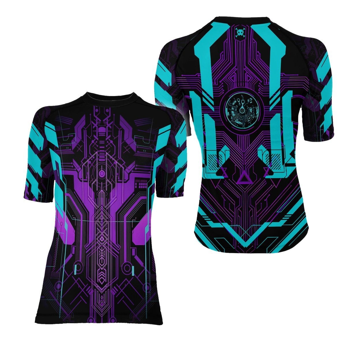 Cyberpunk Ultraviolet Women's Short Sleeve Rash Guard - BattleFitGear