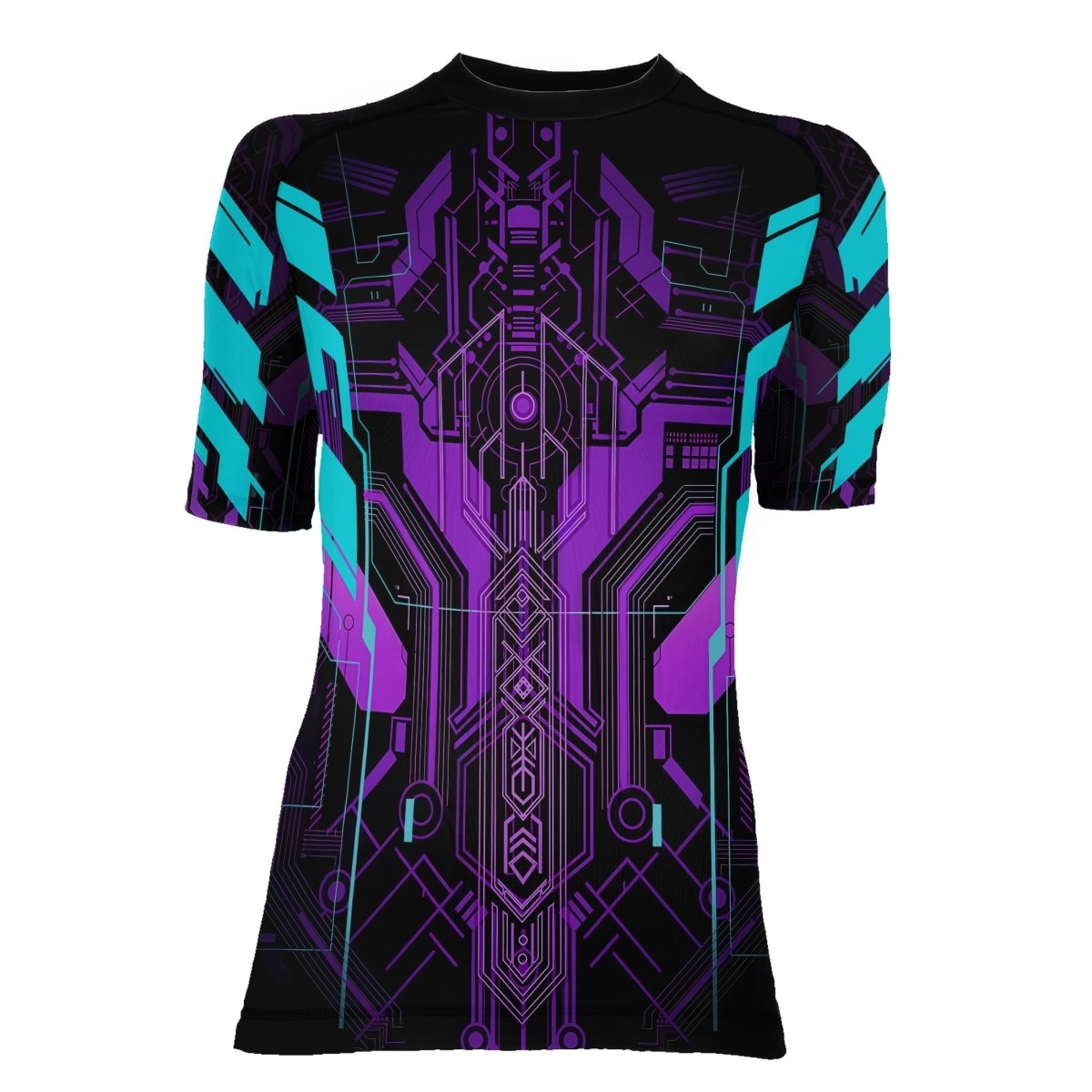 Cyberpunk Ultraviolet Women's Short Sleeve Rash Guard - BattleFitGear