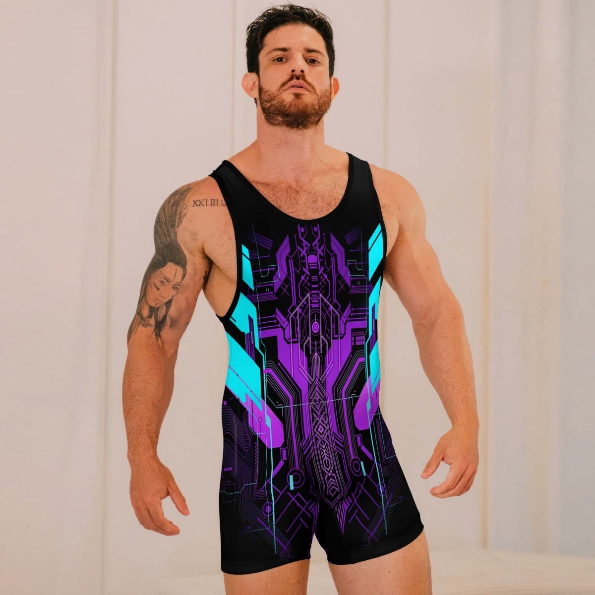 Cyberpunk Ultraviolet Wrestling Singlets - BattleFitGear