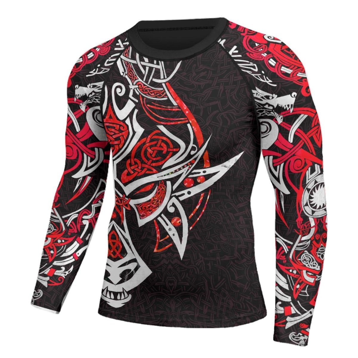 Fenrir Red Viking Men's Long Sleeve Rash Guard - BattleFitGear