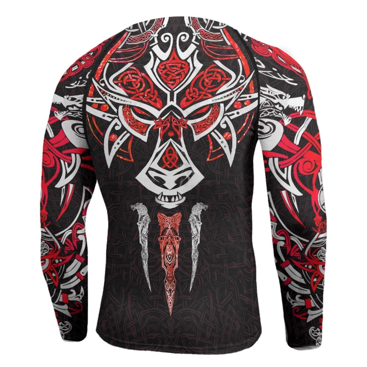 Fenrir Red Viking Men's Long Sleeve Rash Guard - BattleFitGear