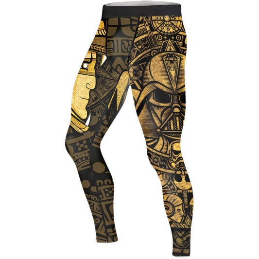 Darth Vader Aztec Calendar Men's Compression Leggings - BattleFitGear