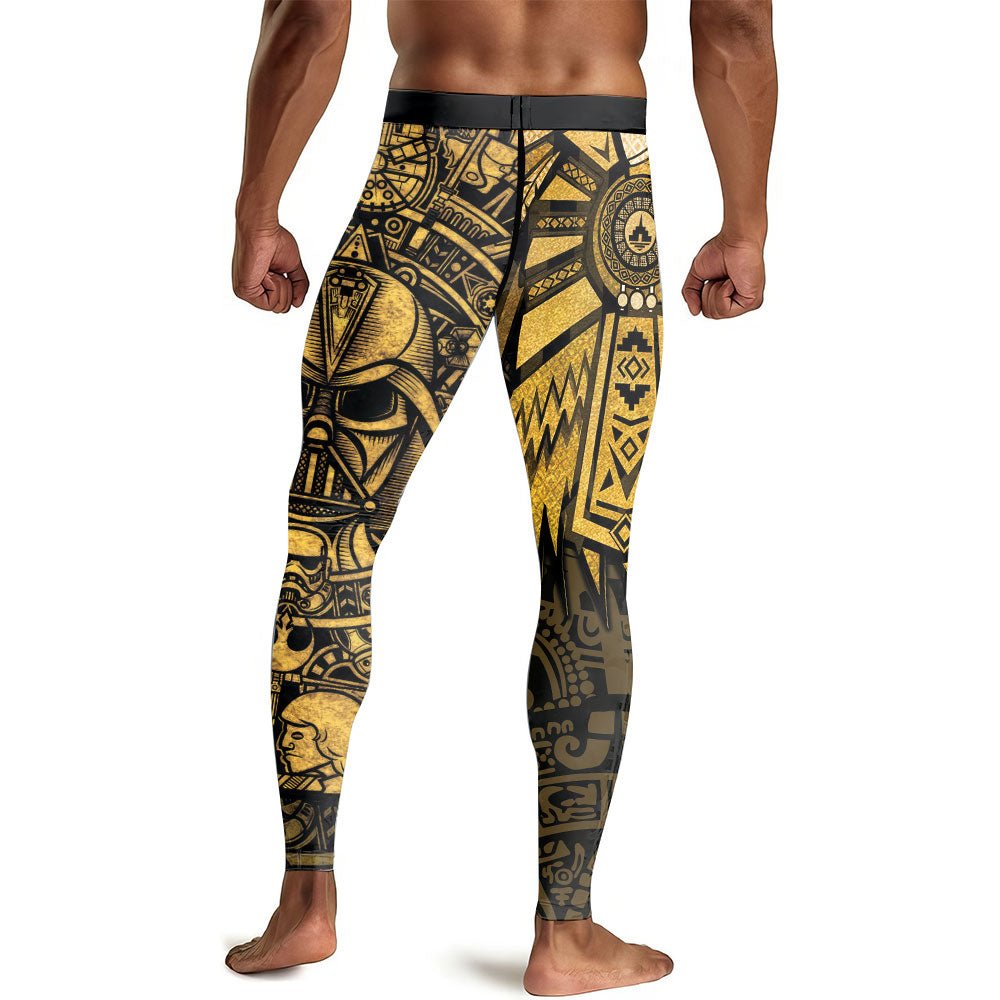 Darth Vader Aztec Calendar Men's Compression Leggings - BattleFitGear