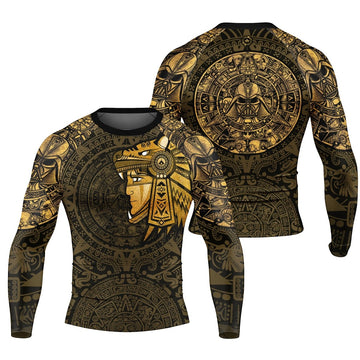 Darth Vader Aztec Calendar Men's Long Sleeve Rash Guard - BattleFitGear