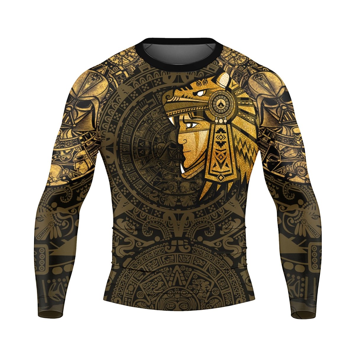 Darth Vader Aztec Calendar Men's Long Sleeve Rash Guard - BattleFitGear