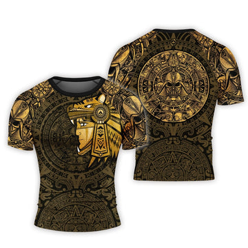 Darth Vader Aztec Calendar Men's Short Sleeve Rash Guard - BattleFitGear