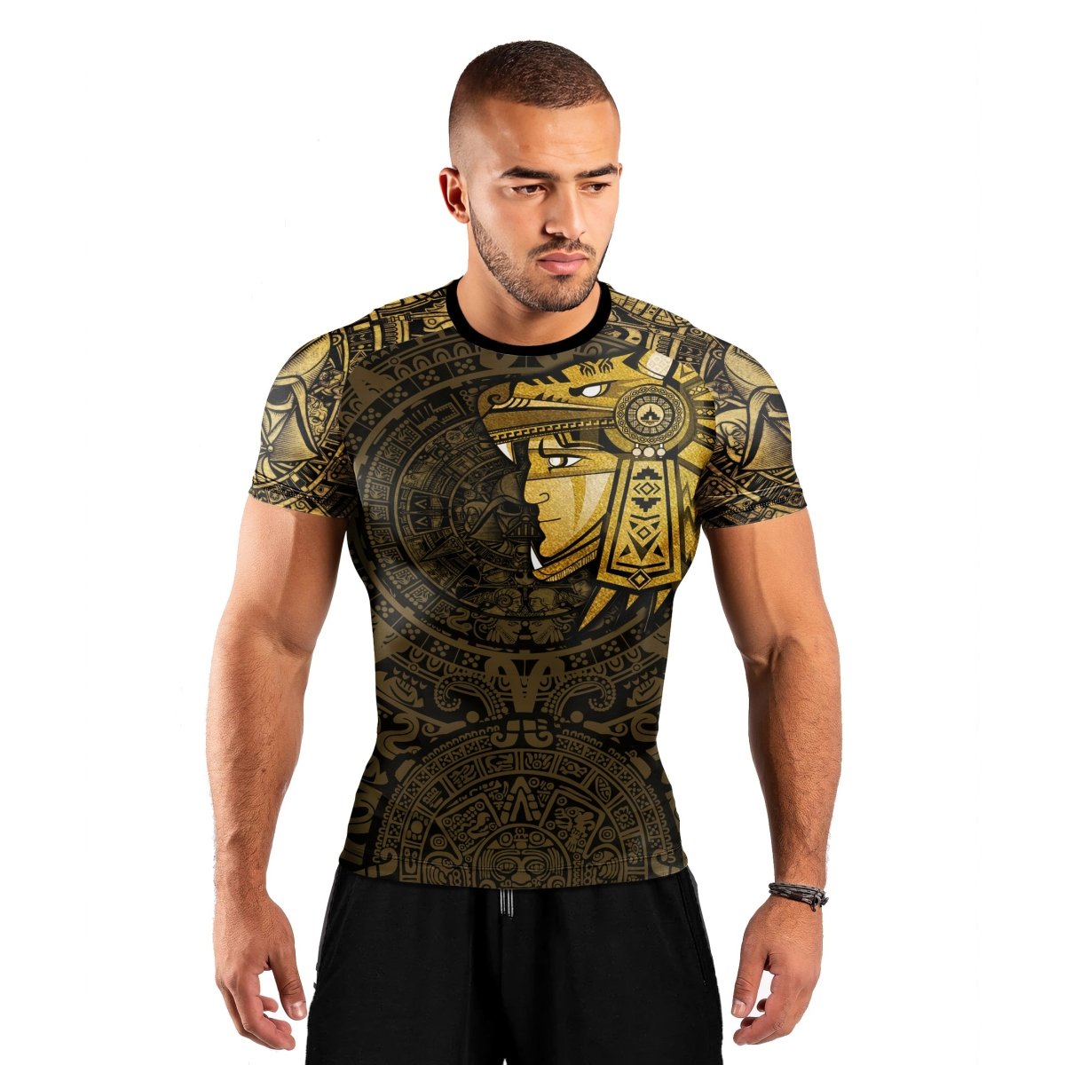 Darth Vader Aztec Calendar Men's Short Sleeve Rash Guard - BattleFitGear