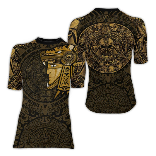 Darth Vader Aztec Calendar Women's Short Sleeve Rash Guard - BattleFitGear