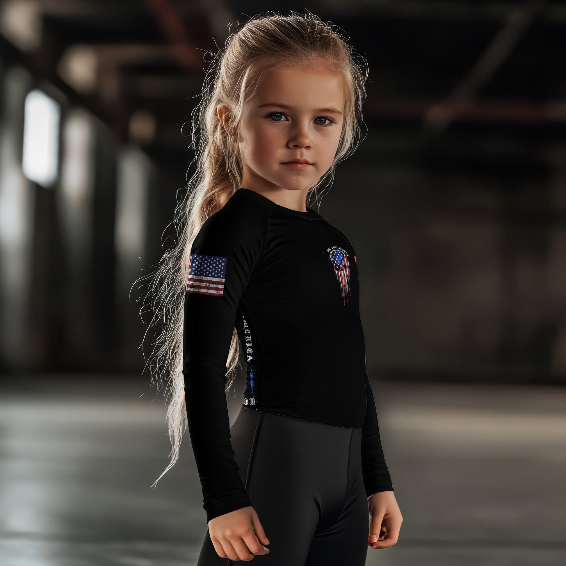 Defend Freedom Skull Kids Rash Guard