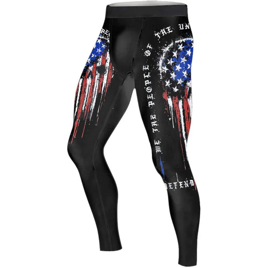 Defend Freedom Skull Men's Compression Leggings