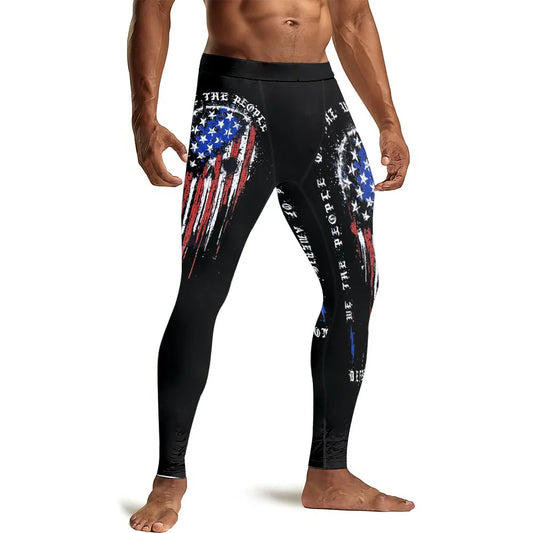 Defend Freedom Skull Men's Compression Leggings