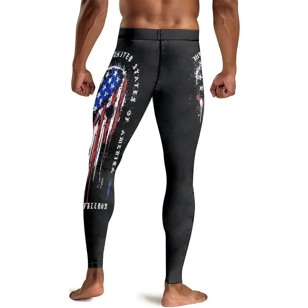 Defend Freedom Skull Men's Compression Leggings