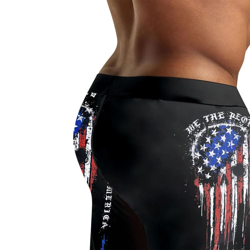 Defend Freedom Skull Men's Compression Leggings