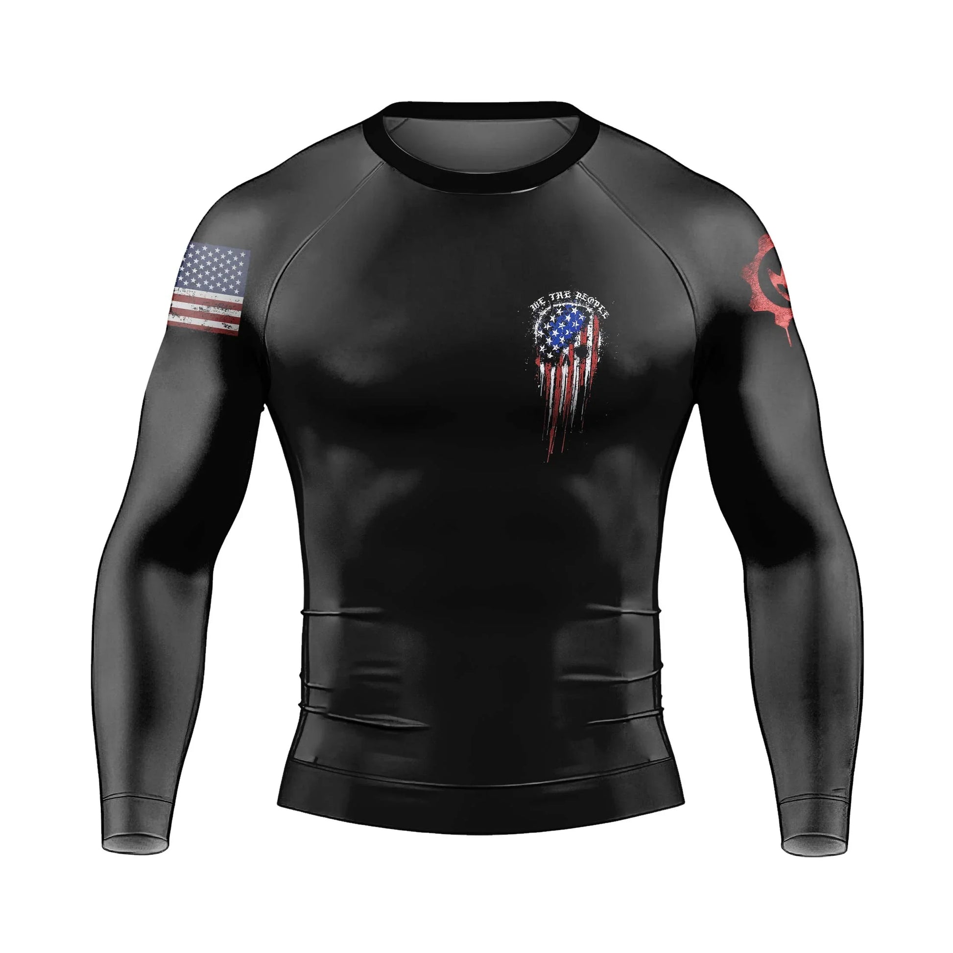 Defend Freedom Skull Men's Long Sleeve Rash Guard
