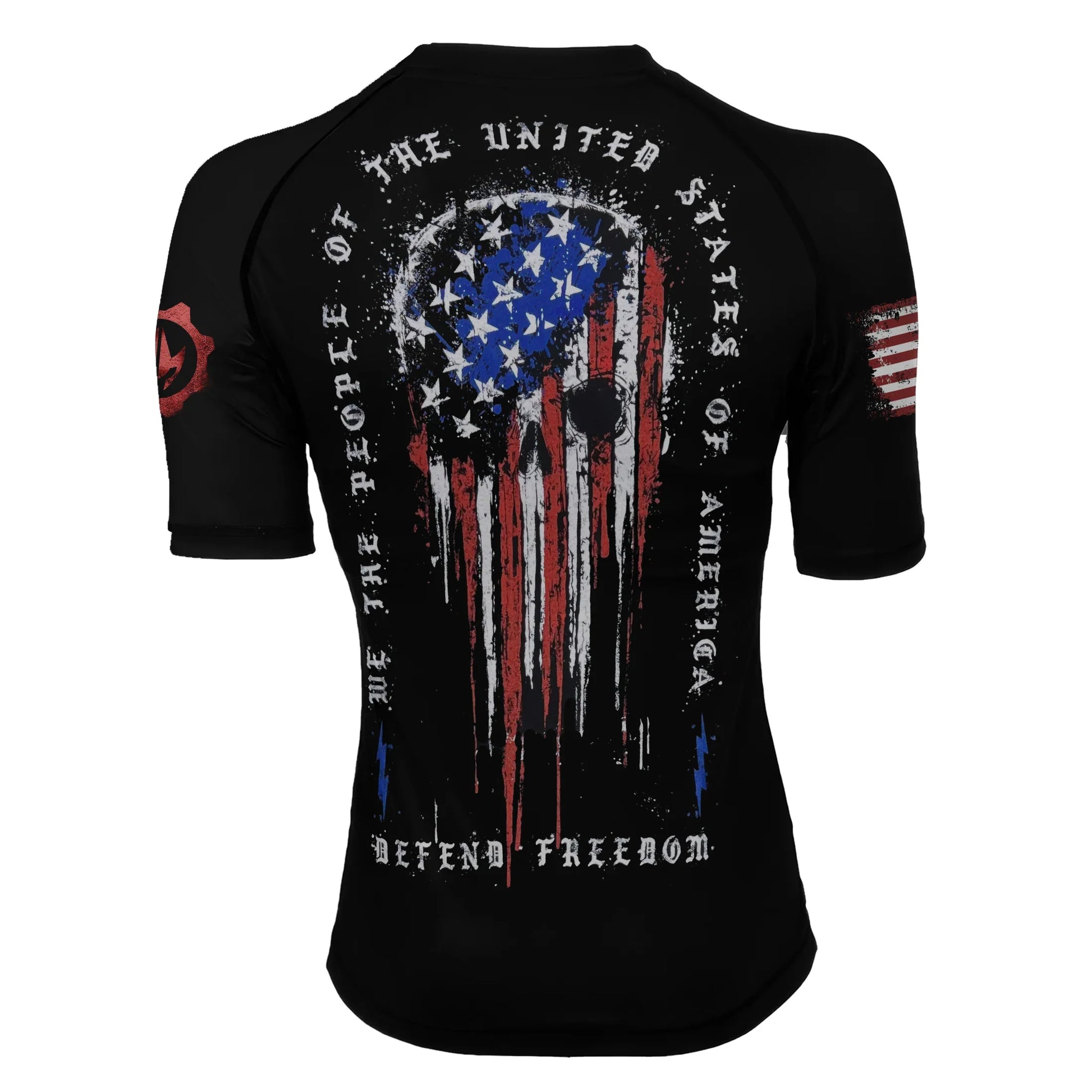 Defend Freedom Skull Women's Short Sleeve Rash Guard