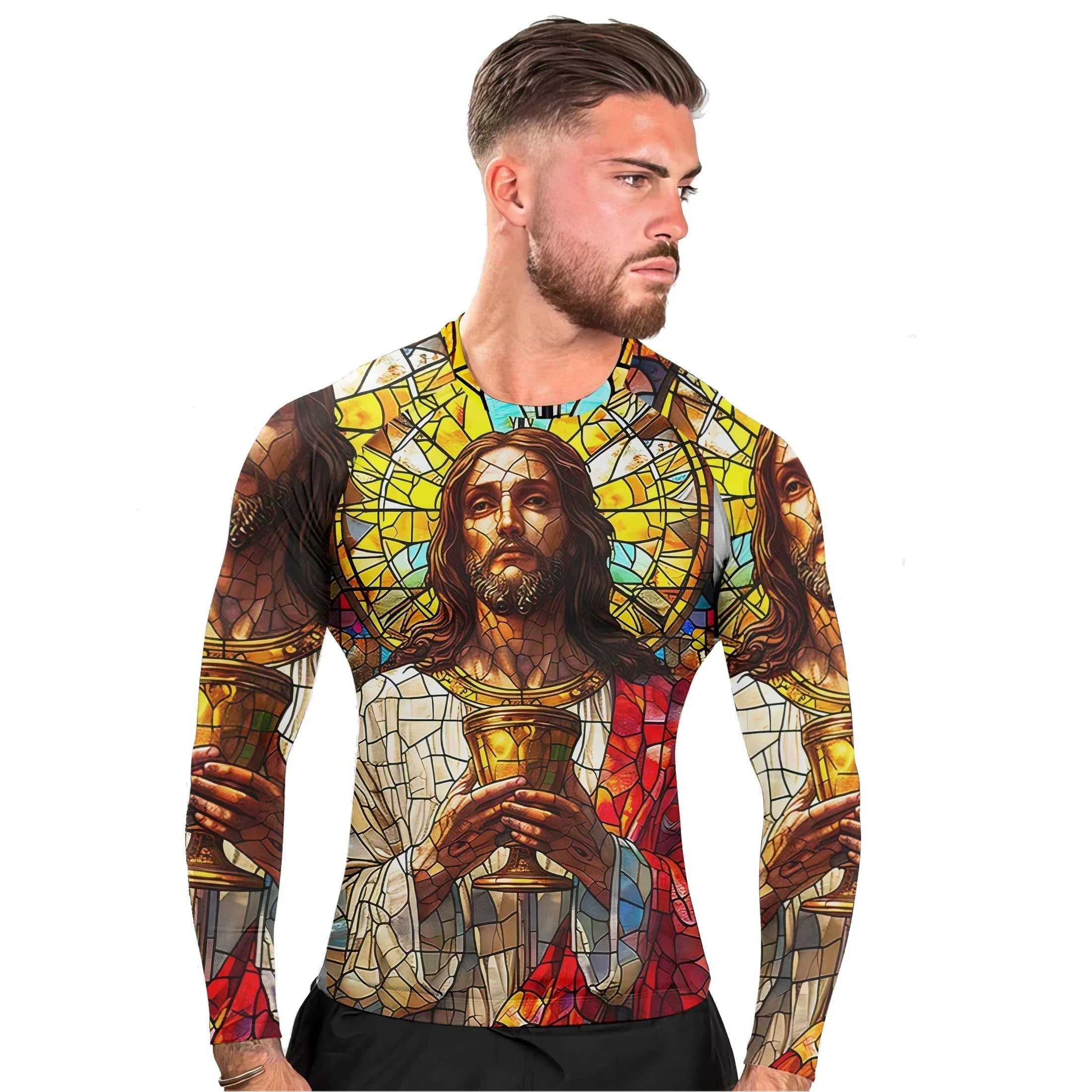 Divine Grappler Christmas Men's Long Sleeve Rash Guard