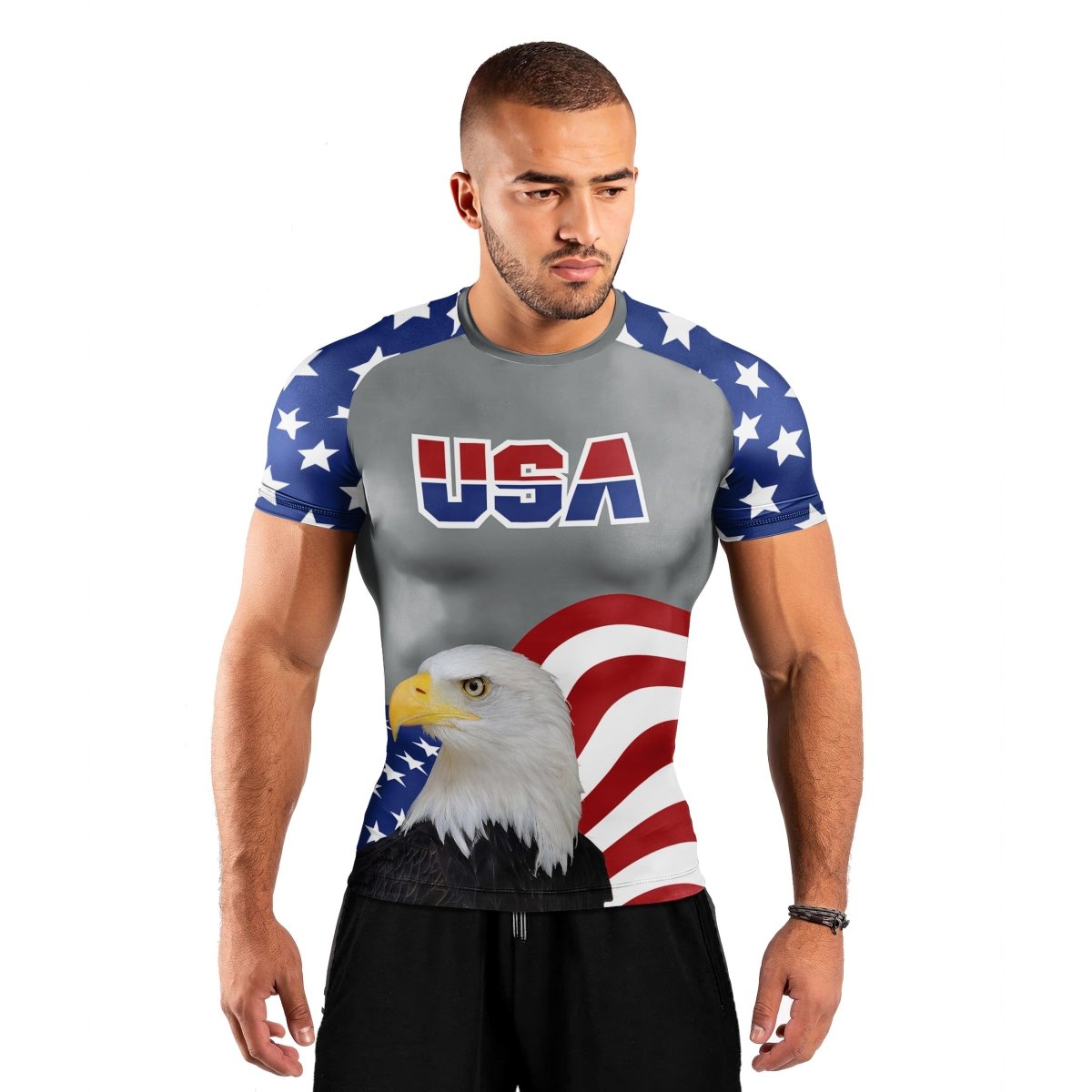 Eagle Symbol Of America Men's Short Sleeve Rash Guard - BattleFitGear