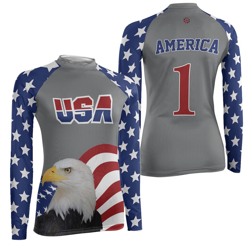 Eagle Symbol Of America Women's Long Sleeve Rash Guard - BattleFitGear