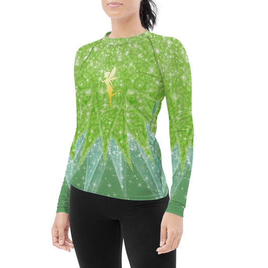 Fairy Tinker Bell Women's Long Sleeve Rash Guard - BattleFitGear