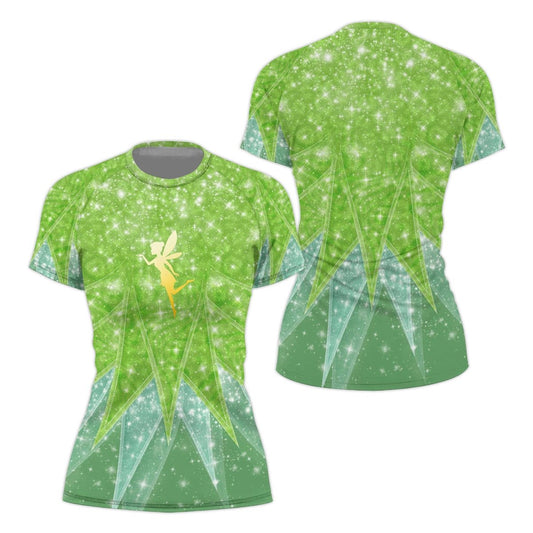 Fairy Tinker Bell Women's Short Sleeve Rash Guard - BattleFitGear