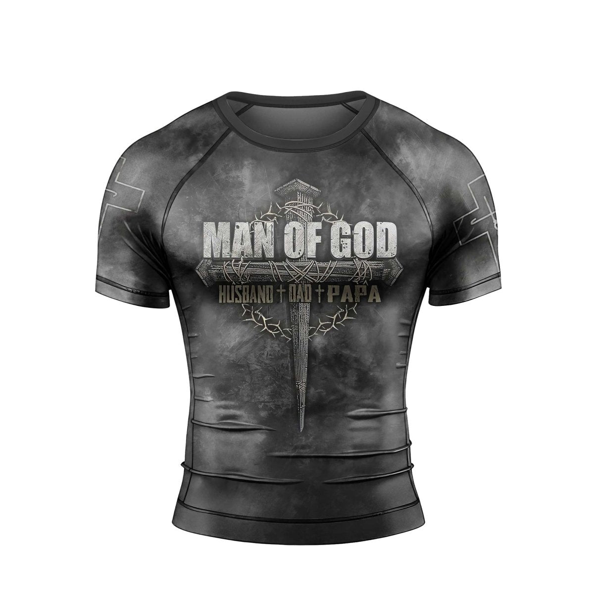 Father Man Of God Men's Short Sleeve Rash Guard - BattleFitGear