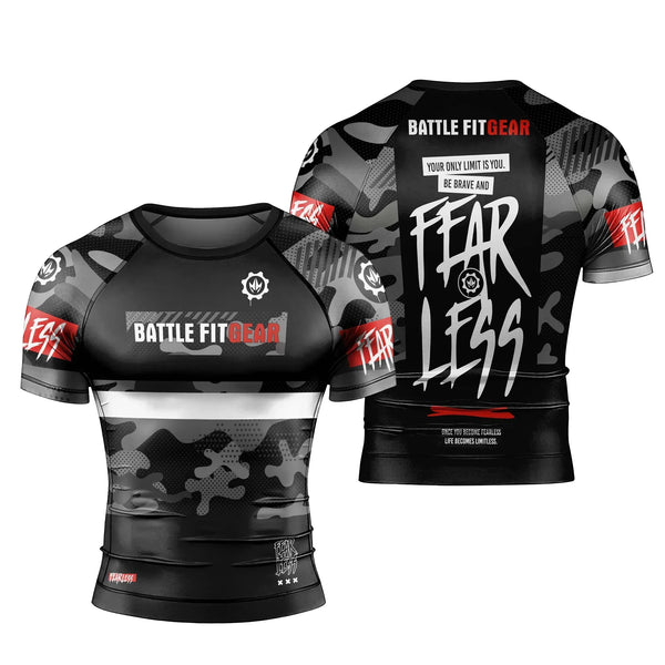 Fear Less Men's Short Sleeve Rash Guard – Flexible, Athletic Fit