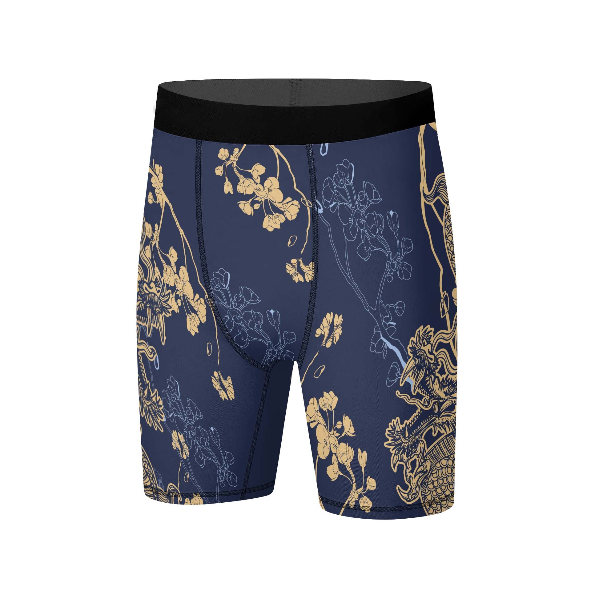 Flower Chinese Dragon Compression Shorts