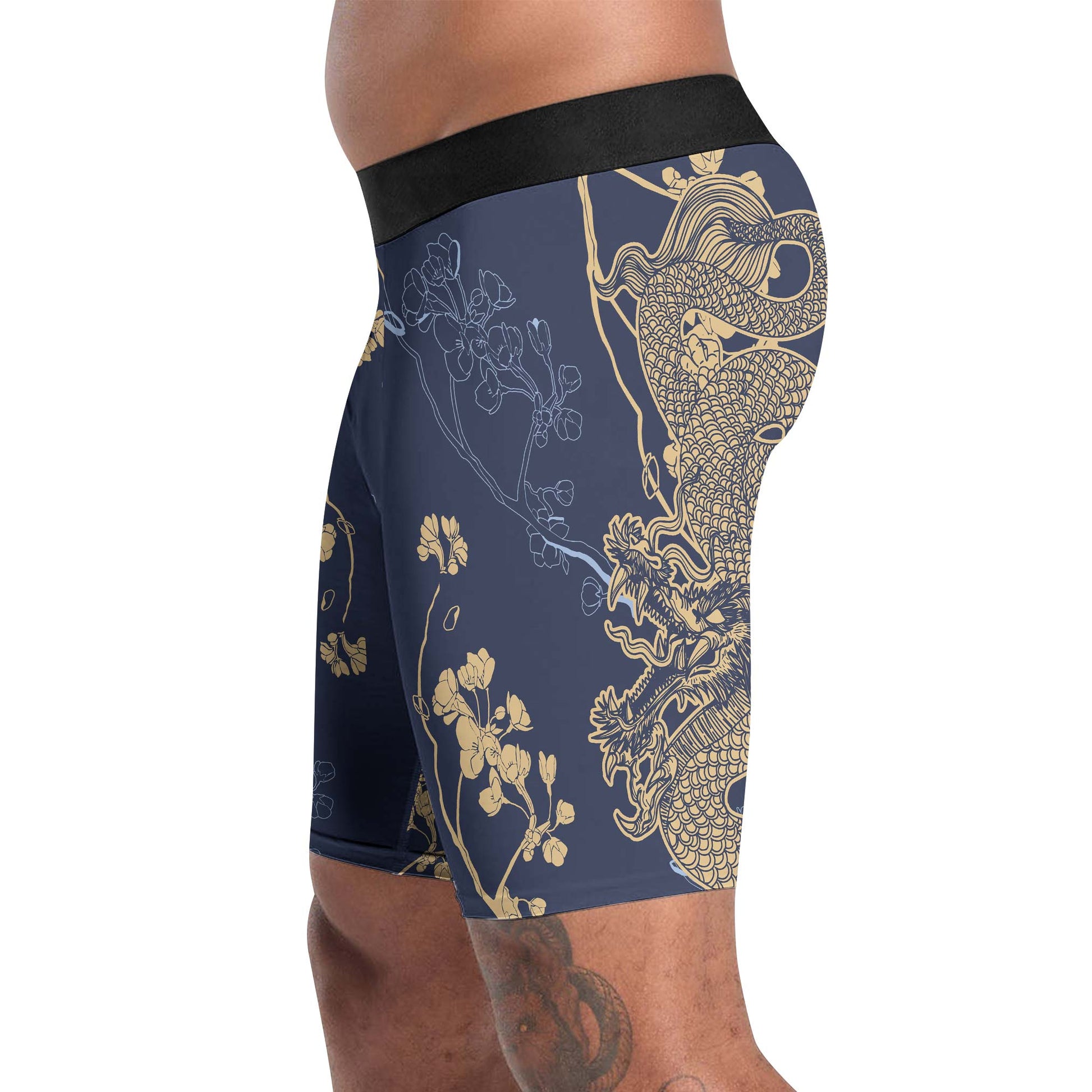 Flower Chinese Dragon Compression Shorts