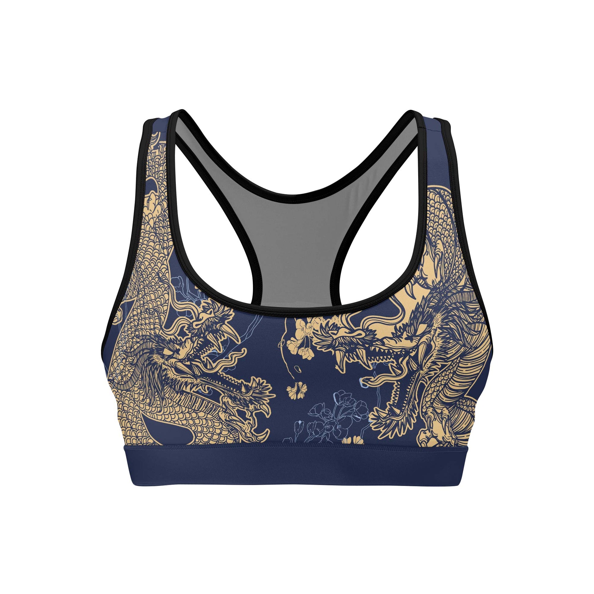 Flower Chinese Dragon Women's Sports Bra