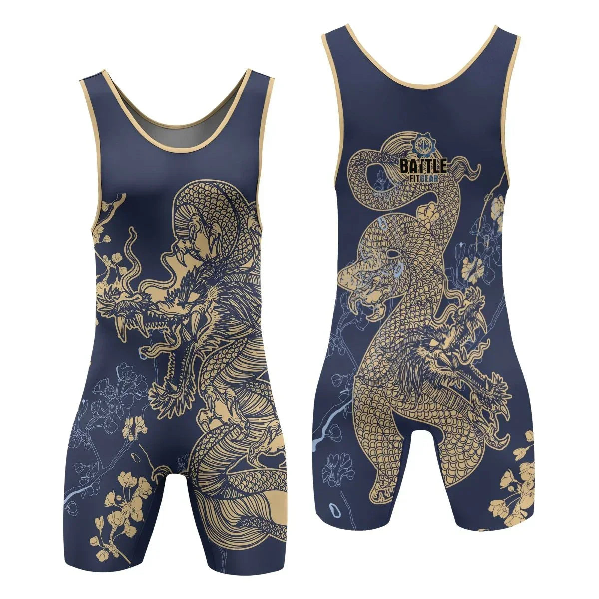 Flower Chinese Dragon Wrestling Singlets | Powerlifting Gear