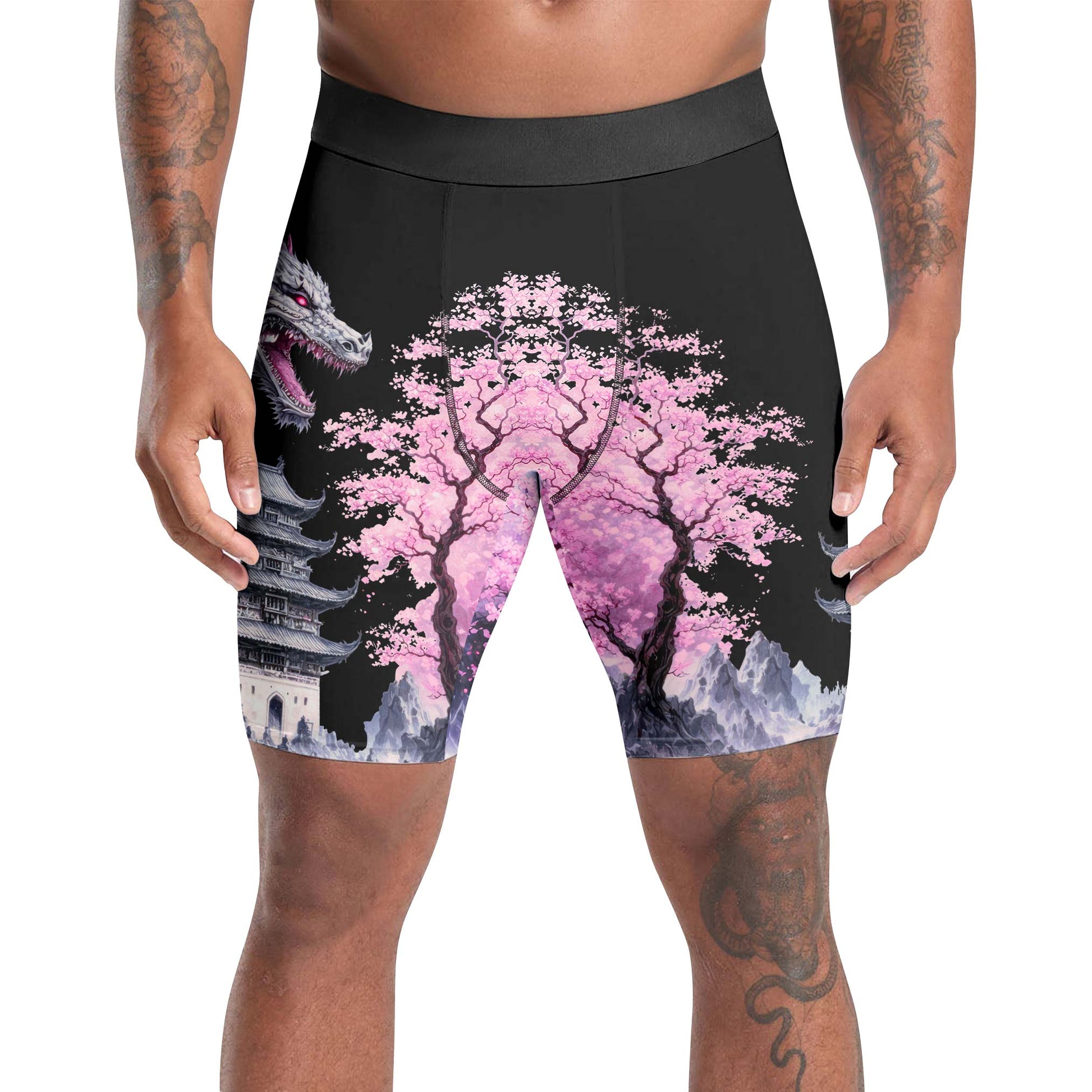 Flower Dragon Compression Shorts