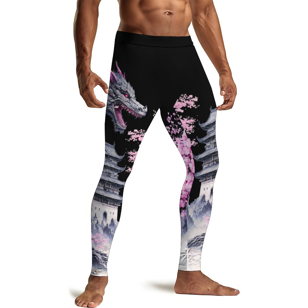 Flower Dragon Men's Compression Leggings