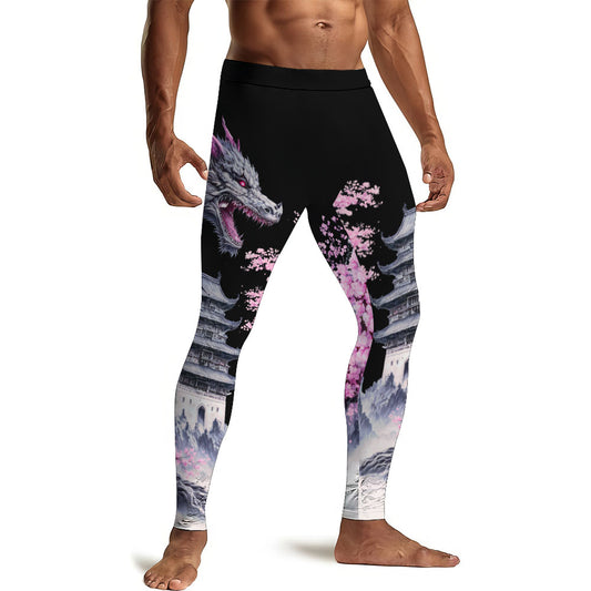 Flower Dragon Men's Compression Leggings