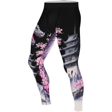 Flower Dragon Men's Compression Leggings