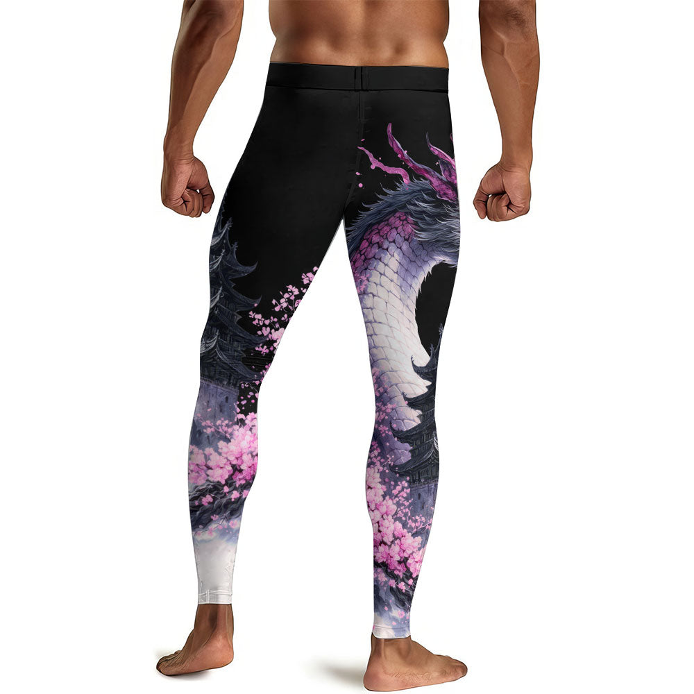 Flower Dragon Men's Compression Leggings