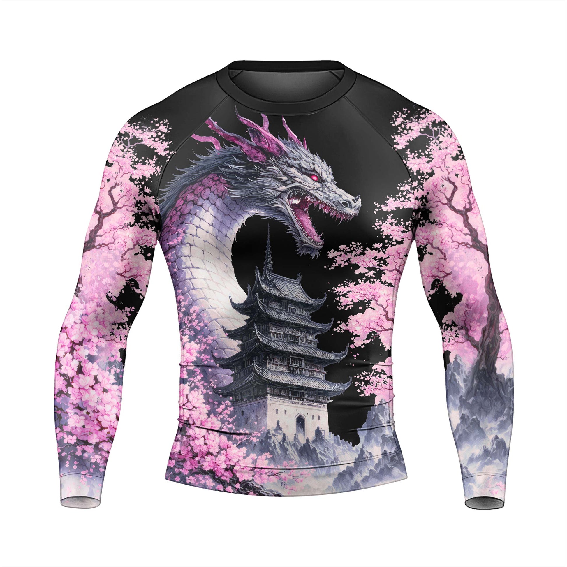 Flower Dragon Men's Long Sleeve Rash Guard