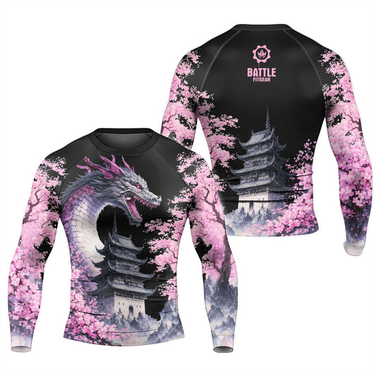 Flower Dragon Men's Long Sleeve Rash Guard