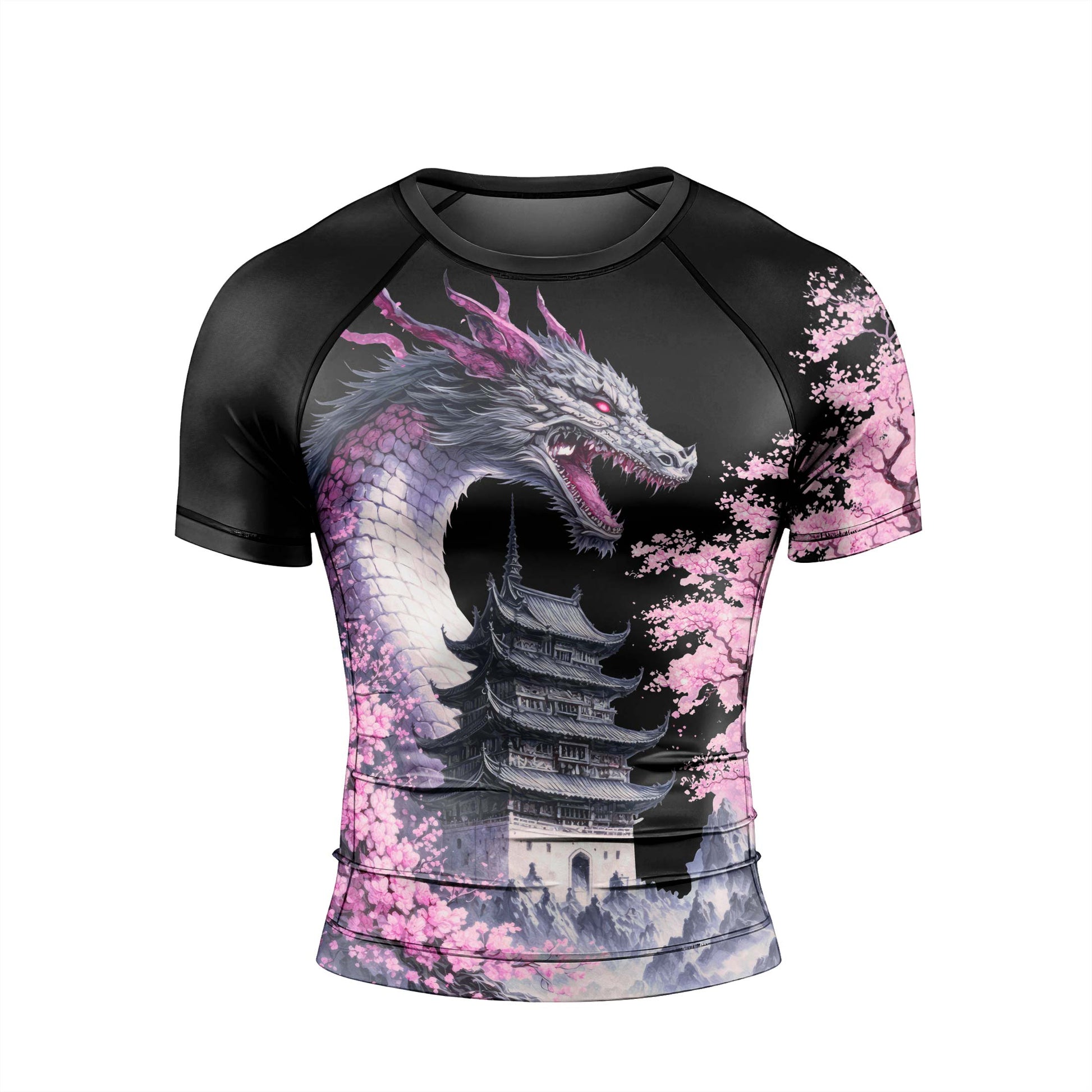Flower Dragon Men's Short Sleeve Rash Guard