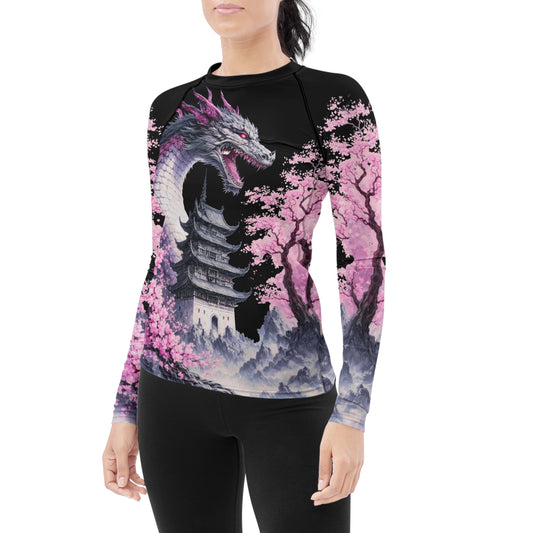 Flower Dragon Women's Long Sleeve Rash Guard