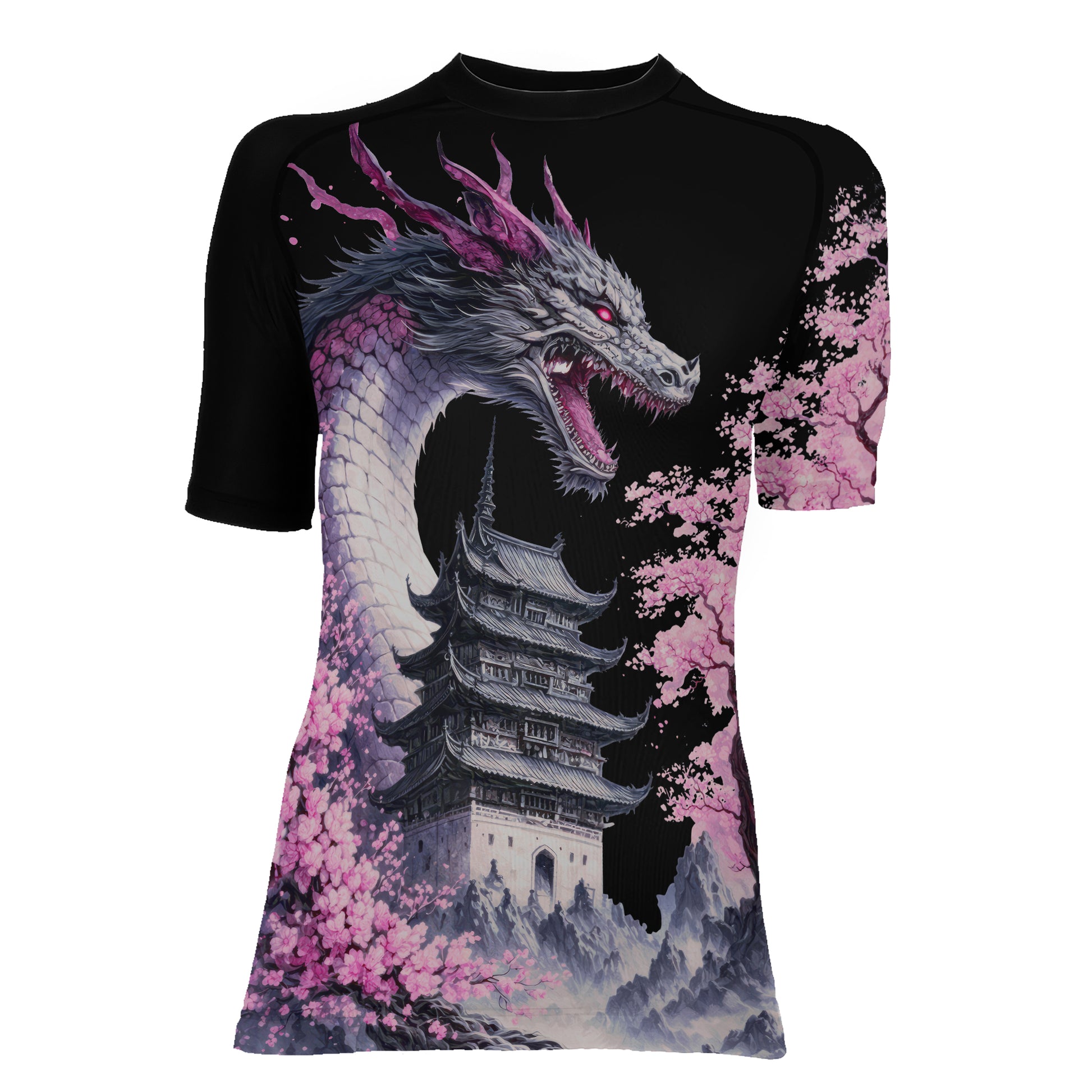 Flower Dragon Women's Short Sleeve Rash Guard
