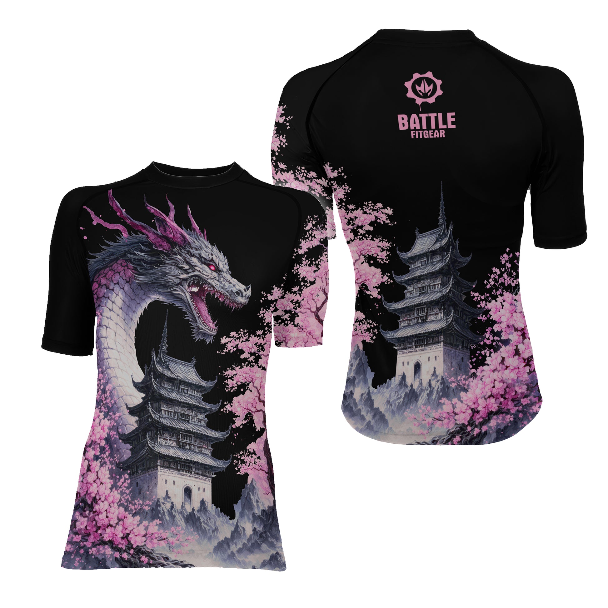 Flower Dragon Women's Short Sleeve Rash Guard