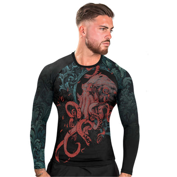 Flower Octopus Men's Long Sleeve Rash Guard