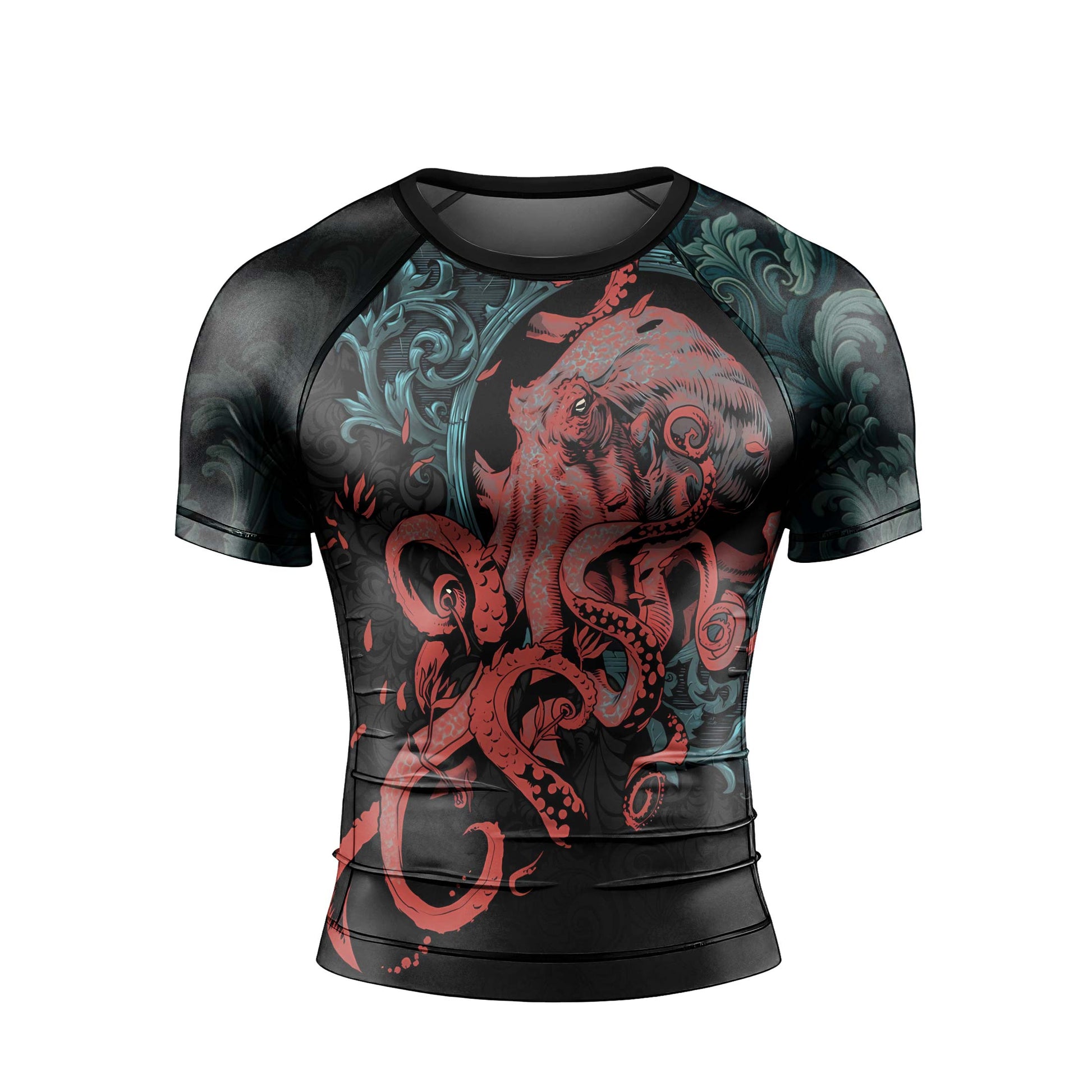 Flower Octopus Men's Short Sleeve Rash Guard