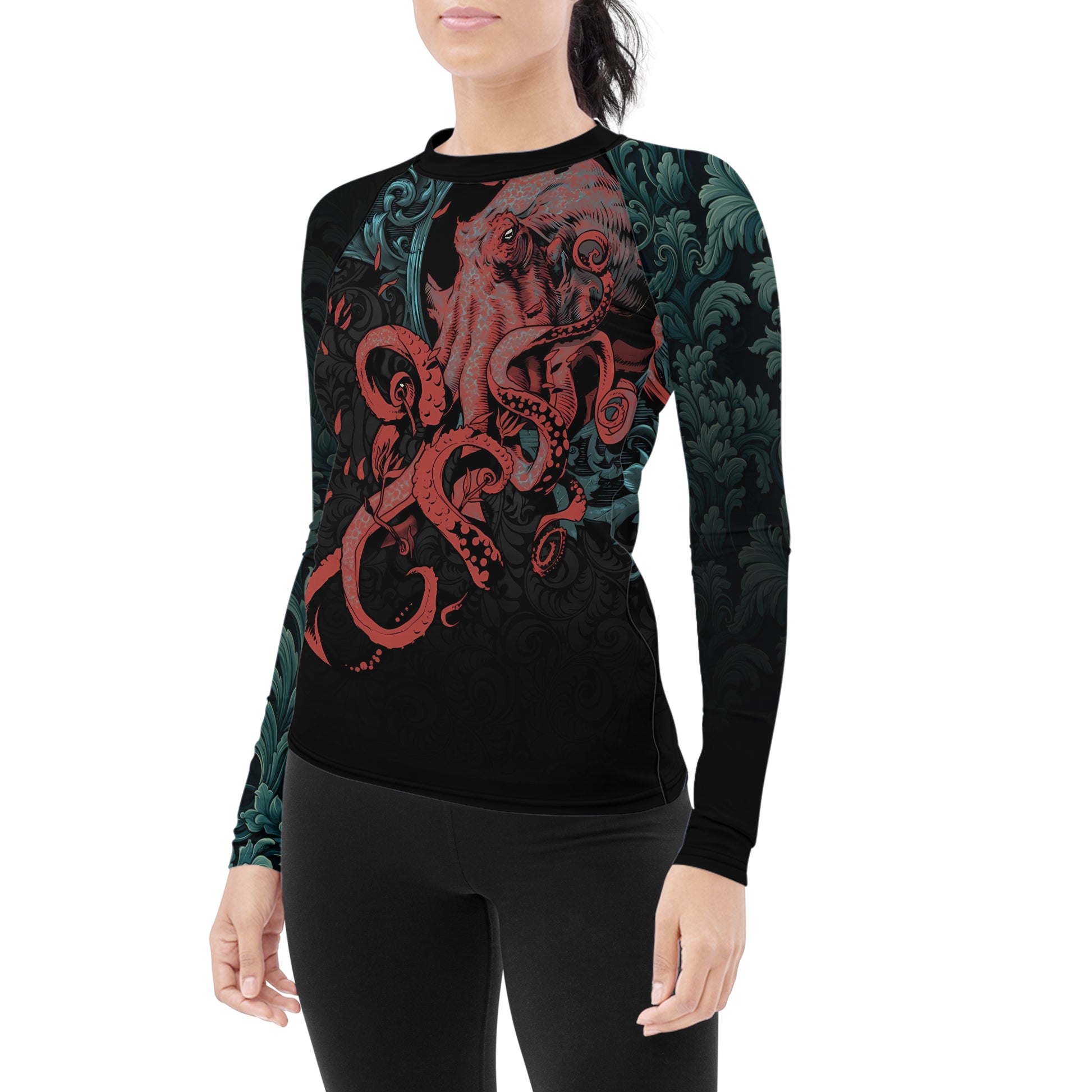 Flower Octopus Women's Long Sleeve Rash Guard