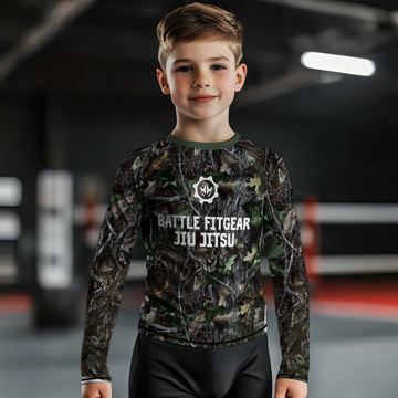 Forest Camouflage Jiu Jitsu Kids Rash Guard