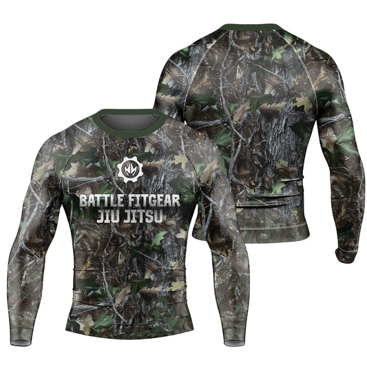 Forest Camouflage Jiu Jitsu Men's Long Sleeve Rash Guard