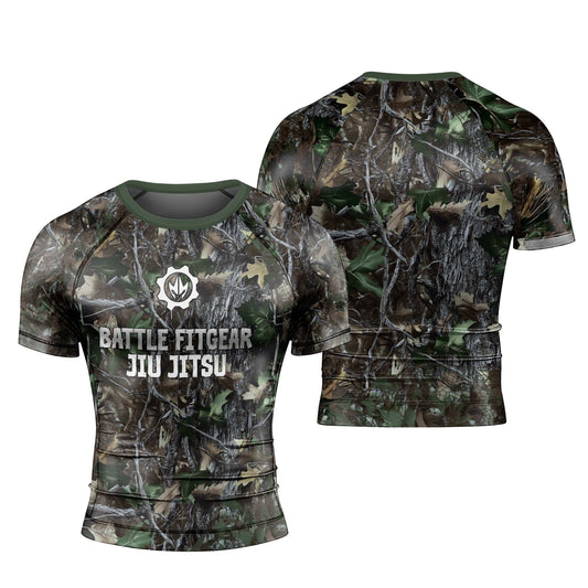 Forest Camouflage Jiu Jitsu Men's Short Sleeve Rash Guard